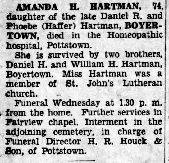 Amanda H. HARTMAN obituary