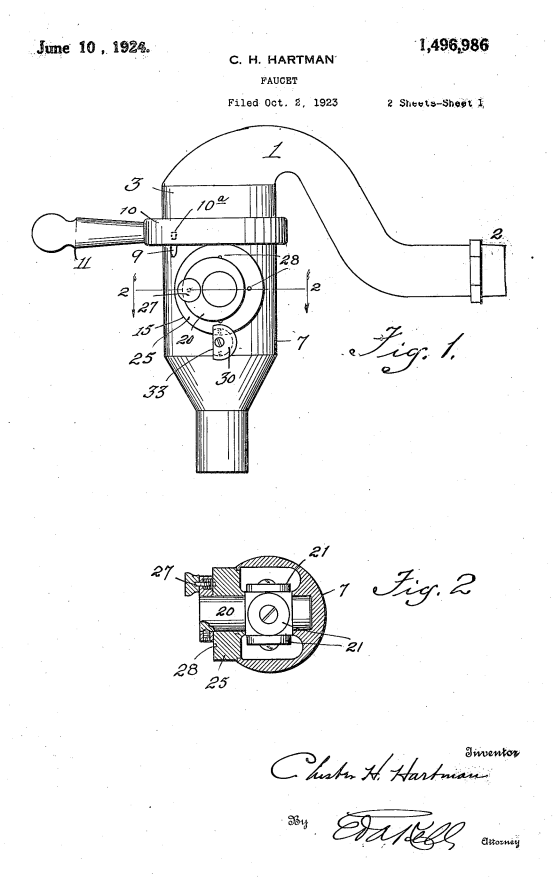 US PATENT 1496986 C-H-HARTMAN